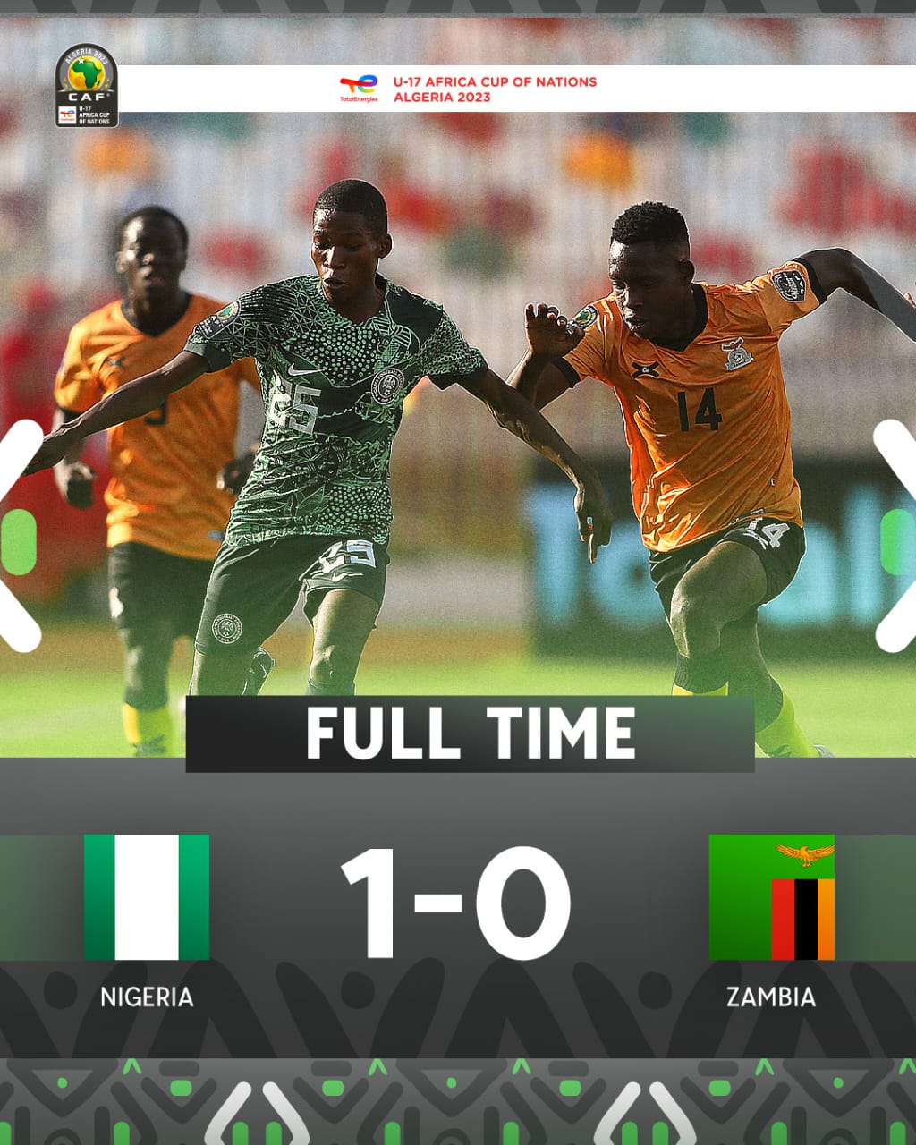 AFCON U-17: Nigeria's Golden Eaglets beat Zambia in opening game