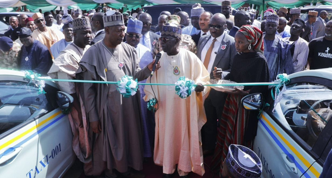 DEVELOPMENT: Tinubu Launches 107 Electric Taxis, Buses In Borno..SEE PHOTOS