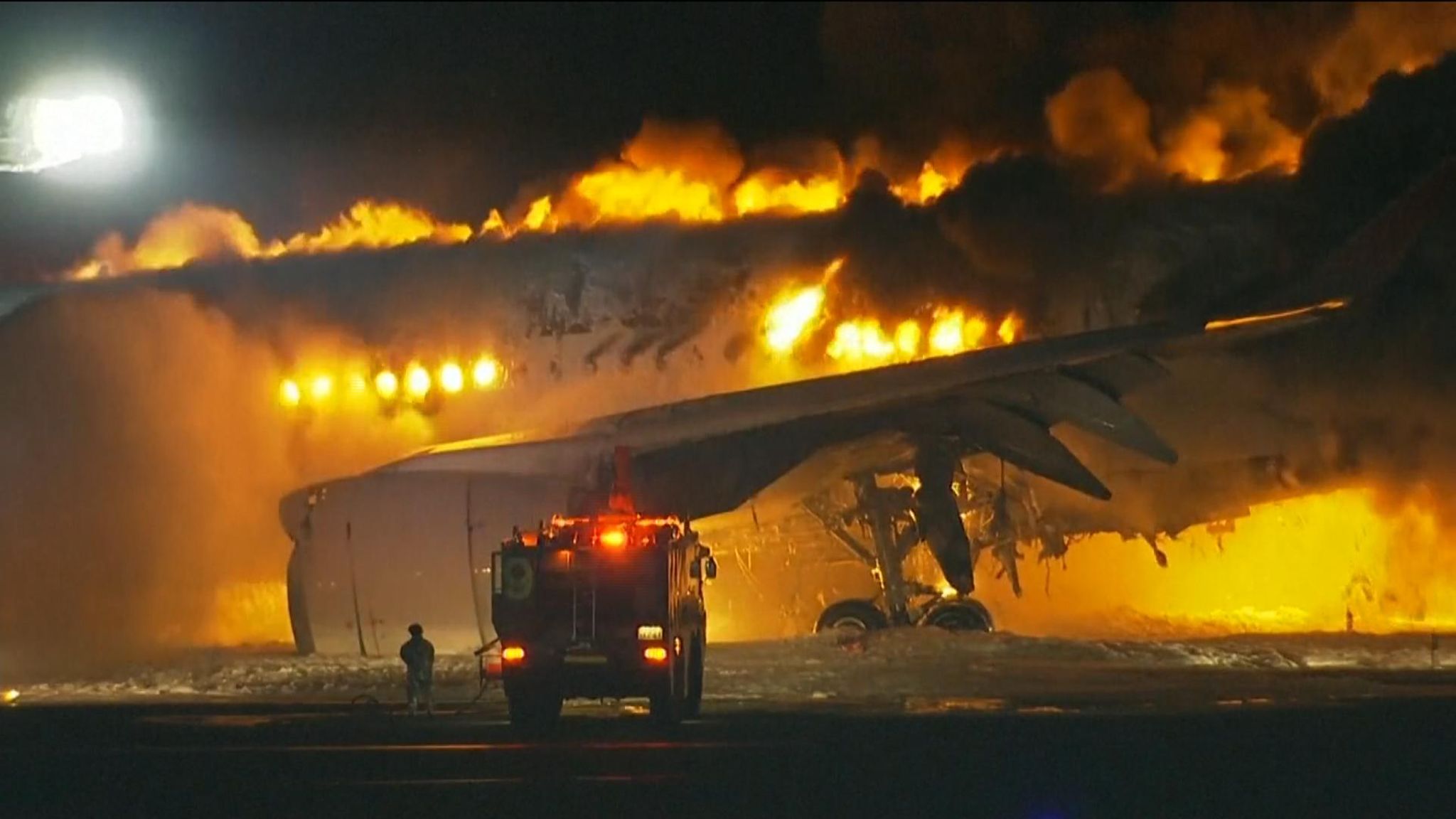 Japan Airlines Plane Bursts Into Flames After Landing On Runway