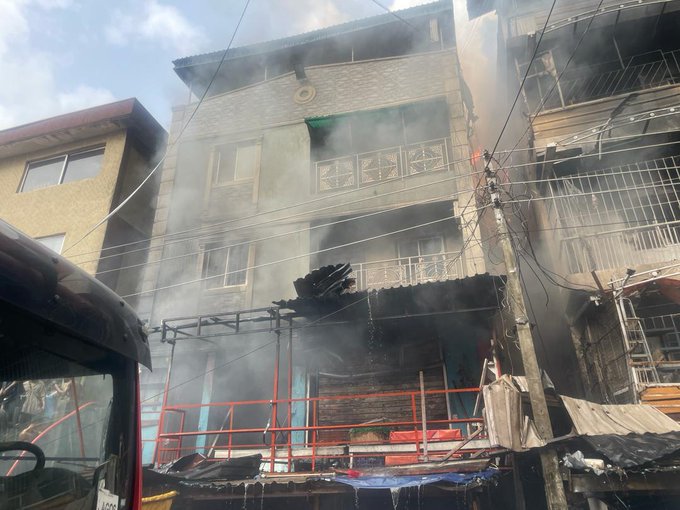 Fire Guts Idumota Market In Lagos