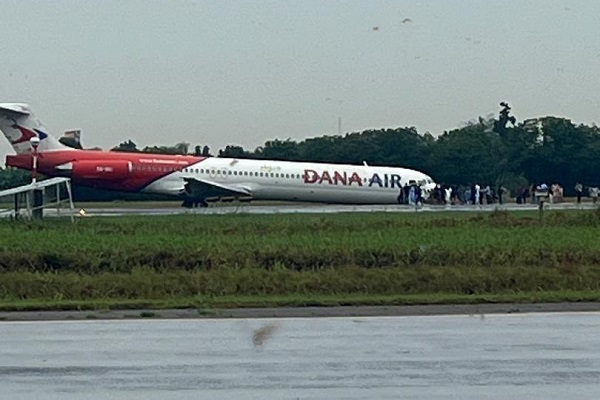 JUST IN: Dana Aircraft Skids Off Runway In Lagos